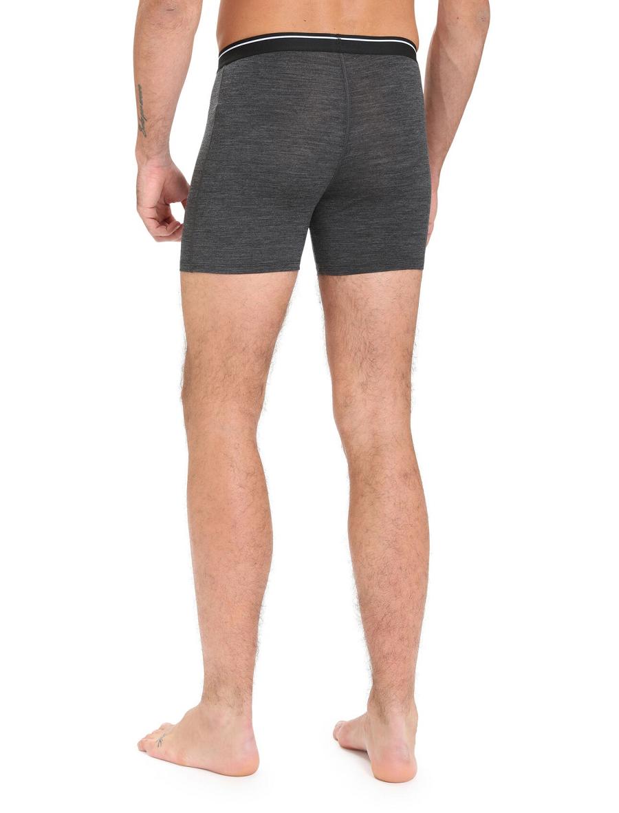 Sous Vêtement Icebreaker Merino Anatomica Boxers With Fly Homme Noir Grise | FR 1308ILHS